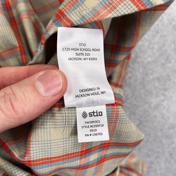 Stio Shirt Mens 2XL Hayden Orange Plaid Flannel Western Pearl Snap Long Sleeve - Picture 12 of 12